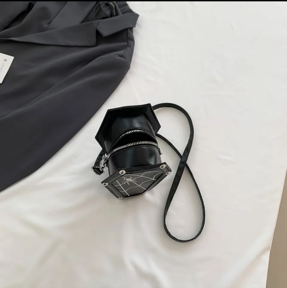 Coffin & Web Crossbody PU Bag - Picture 5 of 13